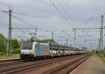 Am 2.Juni 2013 war RP 185 673 mit einem BLG-Autozug in Marienborn auf dem Weg Richtung Braunschweig.