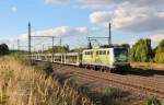 Am 28.September 2013 war SUNRAIL 140 002 mit leeren BLG-Autowagen in Marienborn auf dem Weg Richtung Osten.
