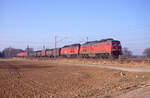 DB 232 362-4 und 241 697-2 mit Zug 45121 (Beverwijk H - Hagen Vorhalle) bei Mehrhoog, 19.02.2003,15.26u. Scanbild 8567, Fujichrome100.