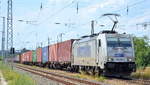 METRANS Rail s.r.o. mit  386 006-1  [NVR-Nummer: 91 54 7386 006-1 CZ-MT] und Containerzug am 22.06.19 Höhe Saarmund.