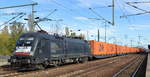 MRCE Dispolok GmbH, München [D]  ES 64 U2-028  [NVR-Nummer: 91 80 6182 528-0 D-DISPO], Crossrail Benelux mit Containerzug (China Silk Road) aus Polen am 18.10.19 Durchfahrt Bf.