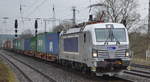 METRANS a.s., Praha [CZ]  383 407-4  [NVR-Nummer: 91 54 7383 407-4 CZ-MT] mit Containerzug am 03.03.20 Bf. Saarmund.