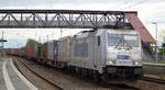 METRANS Rail s.r.o., Praha [CZ] mit  386 007-9  [NVR-Nummer: 91 54 7386 007-9 CZ-MT] und Containerzug am 02.11.20 Bf. Saarmund.