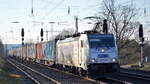 METRANS Rail s.r.o., Praha [CZ] mit  386 009-5  [NVR-Nummer: 91 54 7386 009-5 CZ-MT] und Containerzug am 10.03.22 Durchfahrt Bf. Saarmund.