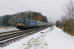 193 854 MRCE/Boxxpress mit einem Containerzug bei Postbauer-Heng Richtung Nürnberg, 01.12.2020