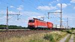 DB Cargo 189 020 mit Containerzug in Richtung Wunstorf (Dedensen-Gümmer, 16.07.2018).