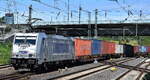 METRANS Rail s.r.o., Praha [CZ] mit ihrer  386 016-0  [NVR-Nummer: 91 54 7386 016-0 CZ-MT] und einem Containerzug am 09.07.24 Höhe Bahnhof Hamburg Harburg.