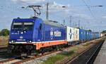 Raildox GmbH & Co. KG, Erfurt [D] mit ihrer  185 419-9  [NVR-Nummer: 91 80 6185 419-9 D-RDX] und einem Containerzug am 03.08.24 Höhe Bahnhof Oranienburg. 