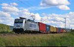 Containerzug mit 386 003-8 unterwegs bei Niedernjesa Richtung Göttingen.