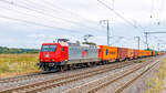 91 80 6145 029 mit einem Containerzug am 25.08.2024 kurz vor Rodleben.