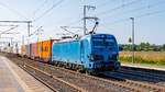 91 80 6192 010 mit einem Containerzug am 24.08.2024 in Rodleben.