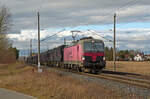 370 034 der polnischen Spedition Laude führte am 26.01.25 einen Containerzug durch Wittenberg-Labetz Richtung Falkenberg(E).  