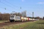 386 024-4 (Metrans) min einem Containerzug in Hamm Pelkum, 8. März 2025