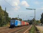 185 522-0 der OHE zieht am 26.09.09 einen Containerzug durch Ashausen Richtung Hamburg-Waltershof.
