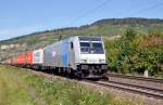 185 672 Railpool fr EVB unterwegs mit Containern in Thngersheim am 21.9.2010