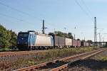 185 515-4 von Railtraxx BVBA am 27.09.2014 mit einem Containerzug (Italien - Antwerpen) in Orschweier und fuhr gen Norden.