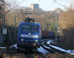 145 CL-204 von Crossrail kommt aus Richtung Aachen-West mit einem  langen MSC-Containerzug aus Antwerpen-Berendrecht(B) nach Weil am Rhein(D)und fährt durch Aachen-Schanz in Richtung