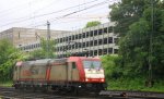 185 591-5 von Crossrail rangiert in Aachen-West bei Regenwetter am Abend vom 13.6.2013.