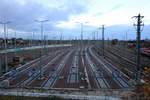 Blick auf die neuen Stumpfgleise im Güterbahnhof Halle (Saale) in nördlicher Richtung.