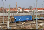 Ein slowakischer Flachwagen mit Schiebeplanenhaube der Gattung  Rils  (31 56 3540 054-4 SK-ZSSKC) rollt in der Zugbildungsanlage (ZBA) Halle (Saale) den Ablaufberg hinunter.