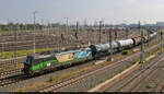 Nach einem Richtungswechsel verlässt der  Flying Dutchman  alias 193 232-6 (Siemens Vectron) die Zugbildungsanlage (ZBA) Halle (Saale) in nördlicher Richtung.