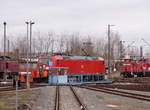 DB 185 155-9 mit dem ASF 49 am 28.01.2018 auf der Drehscheibe im Bw Leipzig Engelsdorf.