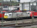 Euro Cargo Rail 186 343-0 am 28.04.15 in Mannheim Rbf von einer Brücke aus fotografiert