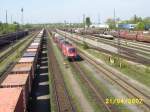 Eine 1116 fhrt gerade in den Nrnberger Rangierbahnhof ein, aufgenommen am 21.4.2007