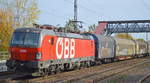 ÖBB-Produktion GmbH, Wien [A] mit der Vectron  1293 009  [NVR-Nummer: 91 81 1293 009-7 A-ÖBB] und gemischtem Güterzug am 22.10.19 Durchfahrt Bf.