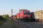 Mit einem gemischten Güterzug (Mannheim Rbf - Basel Bad Rbf) fuhr am Abend des 23.05.2019 die 187 127 südlich vom Haltepunkt Buggingen über die KBS 703 durchs Markgräflerland in