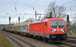 DB Cargo AG [D] mit  187 163-1  [NVR-Nummer: 91 80 6187 163-1 D-DB] und gemischtem Güterzug am 20.01.21 Bf. Saarmund. Grüße an den Tf !!!
