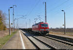 Gemischter Gz mit 193 369-6 (Siemens Vectron) durchfährt den Hp Peißen auf Gleis 1 Richtung ZBA Halle (Saale).

🧰 DB Cargo
🕓 20.3.2022 | 12:25 Uhr