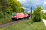 185 368 DB Cargo und eine weitere 185 mit einem gemischten Güterzug bei Thaldorf, 29.05.2021