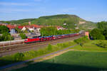 187 176 DB Cargo mit einem gemischten Güterzug bei Retzbach-Zellingen Richtung Gemünden, 01.06.2021