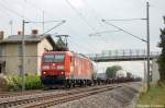 185 142-7 mit einem gemischtem Gterzug in Vietznitz Richtung Friesack(Mark) unterwegs. 17.09.2011