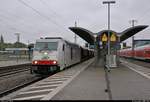 Getreidezug (?) mit 285 109-5 der ITL Eisenbahngesellschaft mbH (ITL) durchfährt Lutherstadt Wittenberg Hbf auf Gleis 3 in nordöstlicher Richtung.