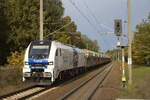 Durchfahrt durch den Bahnhof Thyrow HHPI - Heavy Haul Power International GmbH, Erfurt [D] mit ihrer Eurodual Lok 2159 251-8 [NVR-Nummer: 90 80 2159 2051-8 D-RCM] und einem Schüttgutwagenzug am