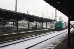 In Augsburg auf Gleis 5 eine Gterzugdurchfahrt eines FZT 55834,26.11.2013,11:05 Uhr 