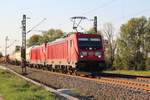 187 133 und eine Weitere BR 187 auf der Bahnstrecke Friedberg-Hanau bei Bruchköbel am 24.