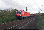 Hochbordwagenzug mit 187 156-5 DB durchfährt den Hp Magdeburg Herrenkrug auf der Bahnstrecke Berlin–Magdeburg (KBS 201) Richtung Magdeburg-Neustadt.