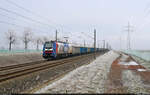 Mit Sand aus Sachsendorf (Barby) kommt 159 238-5  BELinda  (Stadler Eurodual) in Braschwitz Richtung Halle (Saale) entlang.