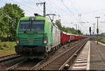 193 368-8  Starke Cargo.  (Siemens Vectron) wechselt nach einem Überholungshalt in Magdeburg-Sudenburg wieder auf das Regelgleis Richtung Braunschweig.