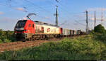 159 217-9 (Stadler Eurodual) unterwegs mit Hochbordwagen an der Leipziger Chaussee (B 6) Richtung Zugbildungsanlage (ZBA) Halle (Saale).