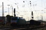 Die Cobra 2806 fhrt mit einem langen Papierzug aus Kln-Gremberg nach Zeebrugge(B)  bei der Ausfahrt von Aachen-West und fhrt in Richtung Montzen/Belgien bei Gegenlicht in der Abendsonne am