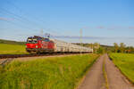 1293 073 ÖBB mit einem Kalkzug bei Oberdachstetten Richtung Würzburg, 31.05.2021