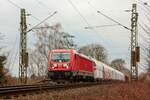 187 135 DB mit Kalkzug in Herten, Januar 2025.