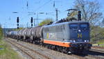 Hectorrail 162.009/Fassbinder (NVR:  91 80 6 151 128-6-D-HCTOR ) mit Kesselwagenzug (leer) am 20.04.20 Richtung Stendell (PCK) Durchfahrt Bf. Saarmund.