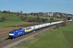 WRS 120 145-8 & 225 004-1 (kalt) von der Nassachtalbrücke aus bei Uhingen 28.03.2021