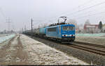 155 204-1 (155 059-2) hat Kesselwagen am Haken und wurde in Braschwitz, Richtung Köthen fahrend, gesehen.

🧰 Eisenbahn-Bau- und Betriebsgesellschaft Pressnitztalbahn mbH (PRESS)
🕓 7.2.2023 | 14:30 Uhr