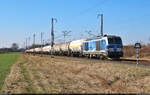 Kesselzug mit 247 907-9  Helena  (Lok 251 | Siemens Vectron DE) unterwegs in Peißen Richtung Delitzsch.

🧰 InfraLeuna GmbH
🕓 1.3.2023 | 13:06 Uhr